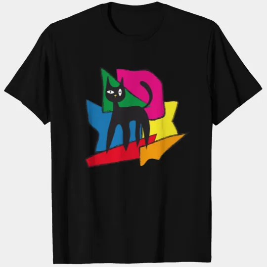 Abstract Black Cat Modern Art T-shirt