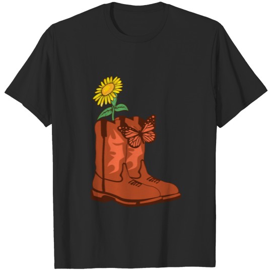 Flower Butterfly Cowboy Leather Nature Gift T-shirt