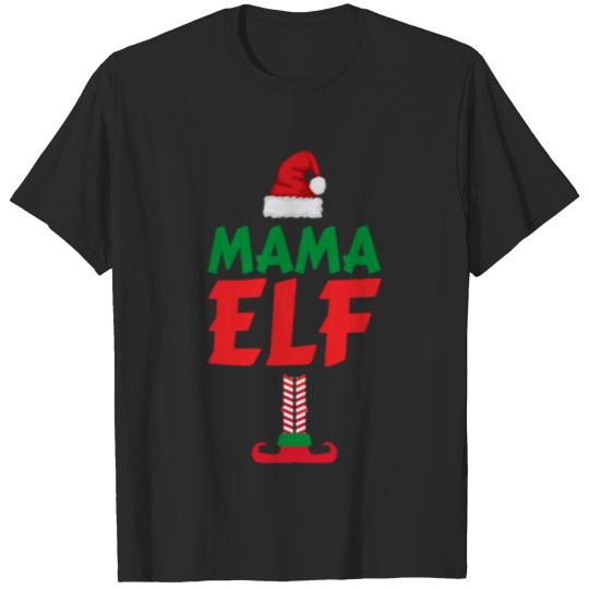 Discover Mama Elf Funny Christmas Family T-shirt