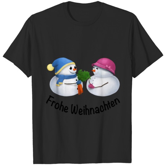 Discover Christmas Snowman pair Frohe Weihnachten T-shirt
