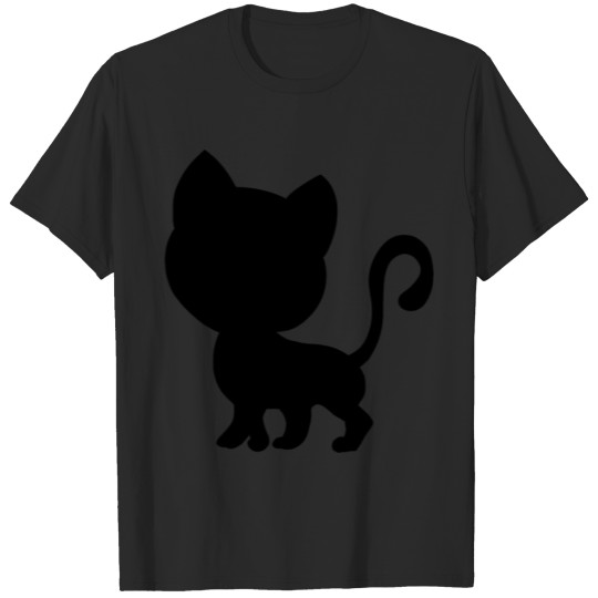 Discover black kitten cat cartoon silhouette T-shirt