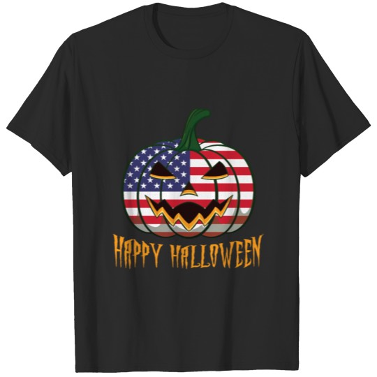 Discover American Flag Halloween Pumpkin Jack o Lantern T-shirt