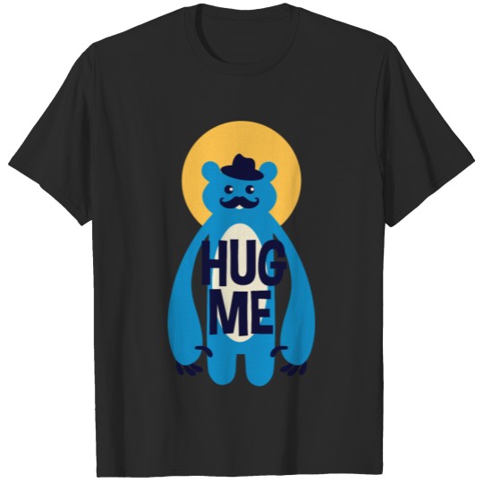 Discover Hug Me Cartoon Bear Mustache T-shirt