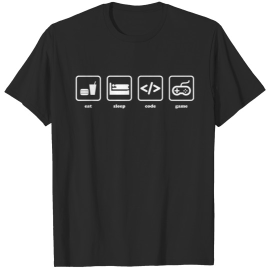Discover eat, sleep, code, game T-shirt