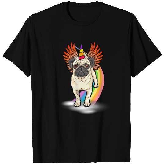 Pug Unicorn Rainbow Wings Nerdy T-shirt