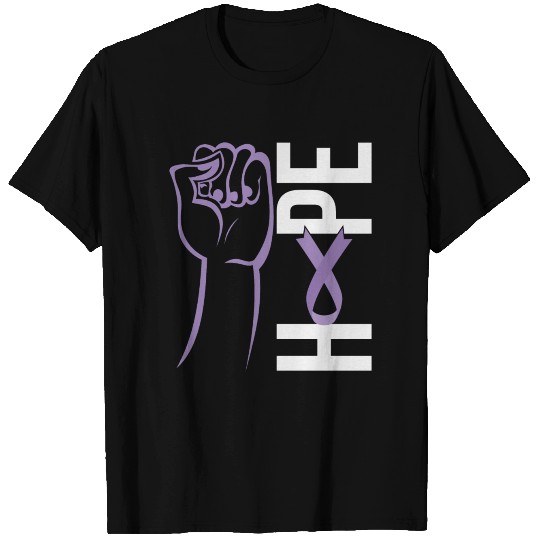 Lavender Ribbon Cancer Awareness Support Suvivor T-shirt