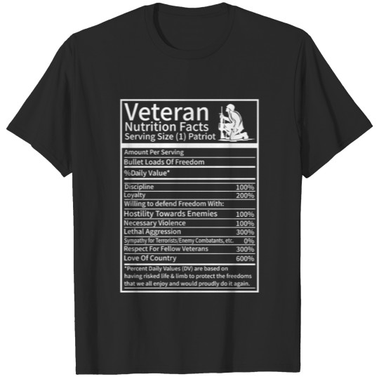 Discover Veteran Nutrition Facts Proud Veterans Day Gift T-shirt