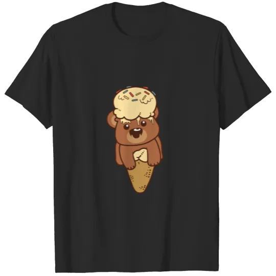 Chocolate Teddy bear Ice Cream Cone Cute Novelty T-shirt