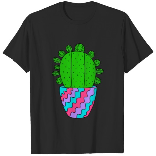 Discover Cactus In Bright Colored Pot T-shirt