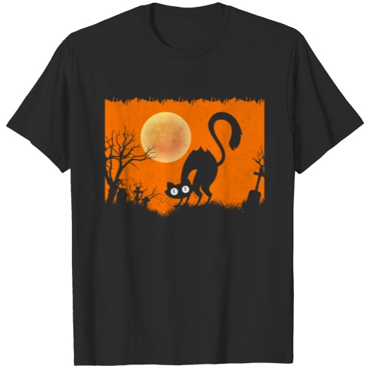 Discover Halloween Costume with a black cat, graveyard T-shirt