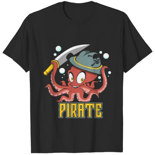 Discover Children Pirate Octopus Boys Gift Octopus T-shirt
