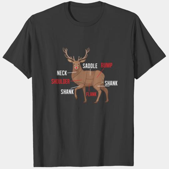 Reindeer Meat Cuts For Christmas, Butcher Deer T-shirt