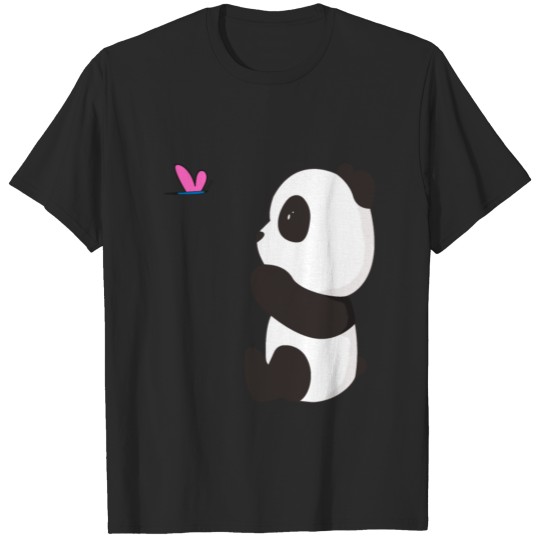 Discover A cute panda with a butterfly kids picture gift T-shirt