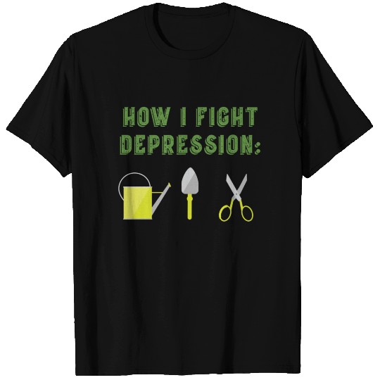 How i fight depression funny Garden leaves T-shirt
