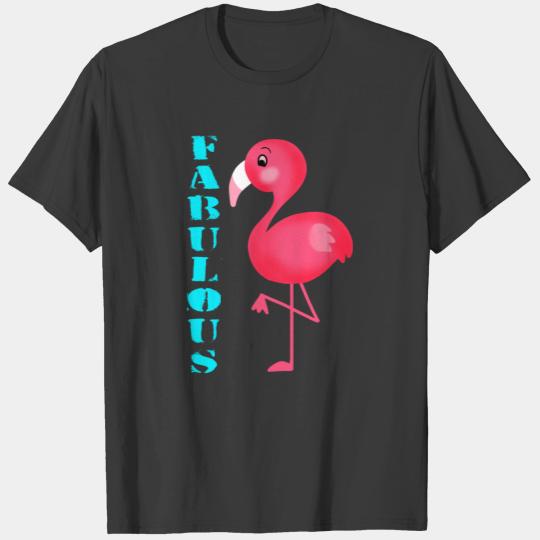 Fabulous funny cute pink flamingo bird. T-shirt