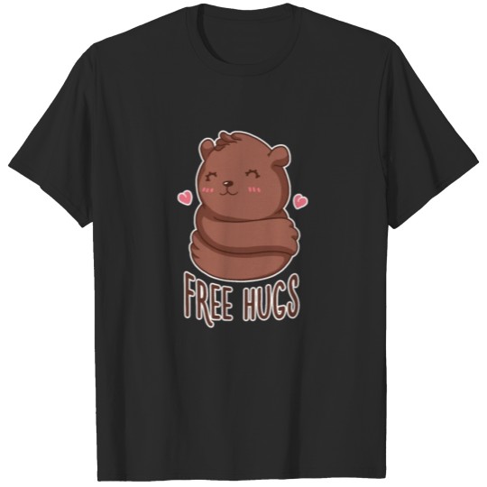 Brown Baby Panda Bear Free Hugs Relieve Stress T-shirt