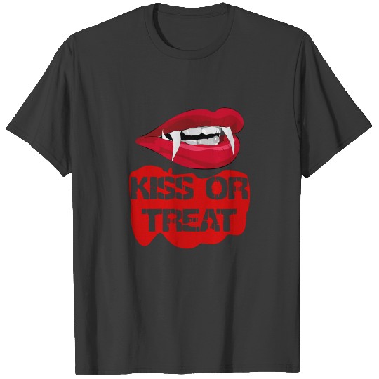 Halloween Vampire Teeth Lips Kiss or Treat T-shirt