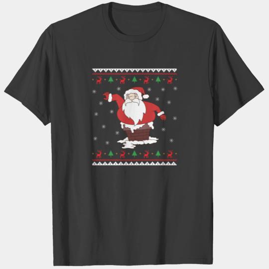 Christmas Tree Holiday Santa Claus red jingle bell T-shirt