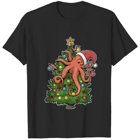Discover Christmas Octopus Tshirt Kraken Squid Tree T-shirt
