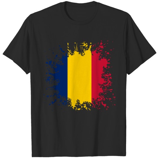 Discover Chad flag paint splashes T-shirt