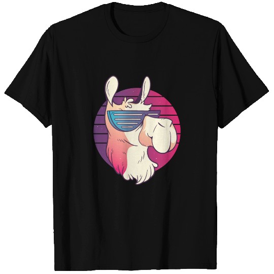 Cool Llama with sunglasses retro design T-shirt