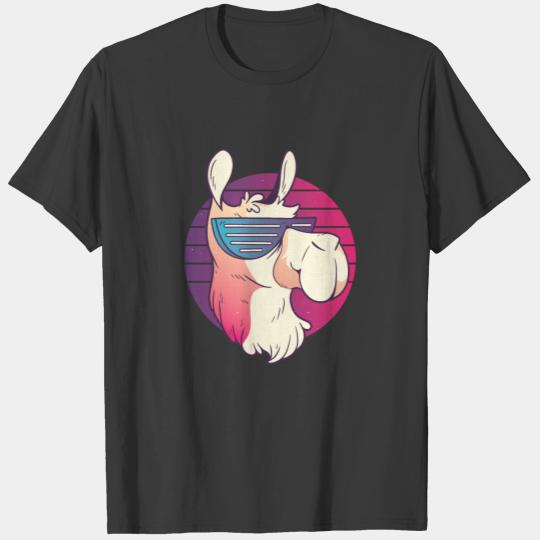 Cool Llama with sunglasses retro design T-shirt
