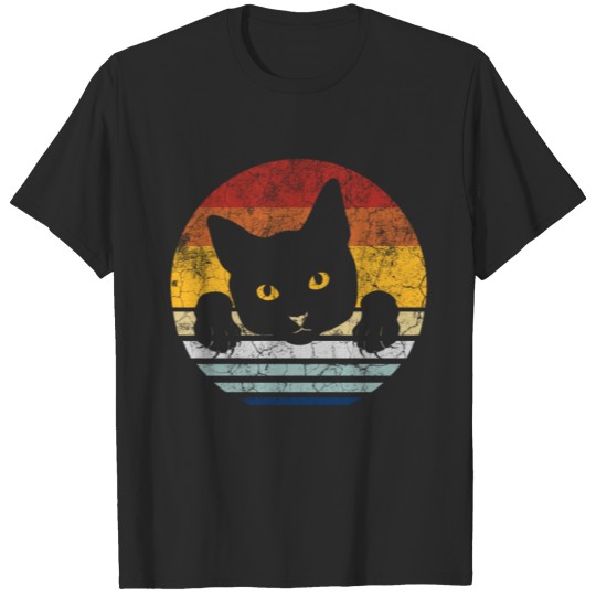 Discover Black Cat Lover Gift Retro Style T-shirt
