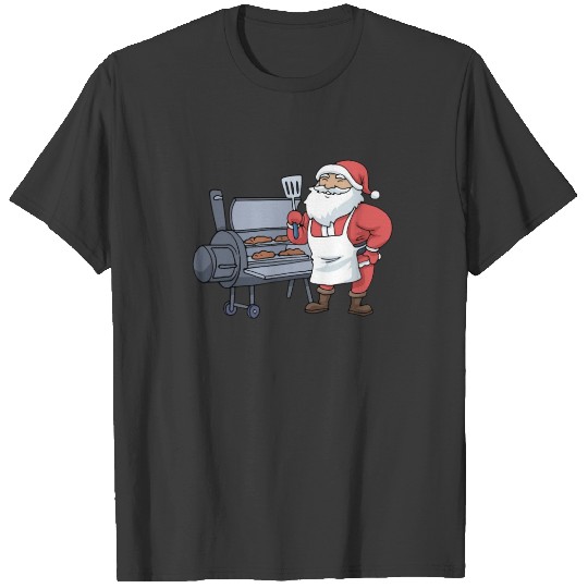 Christmas Barbecue BBQ Santa Claus Grill Smoker T-shirt