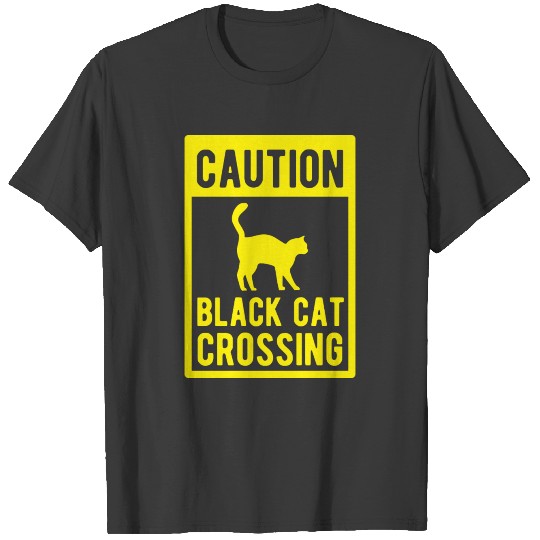 Halloween Shirt Caution! Black Cat Crossing Gift T-shirt