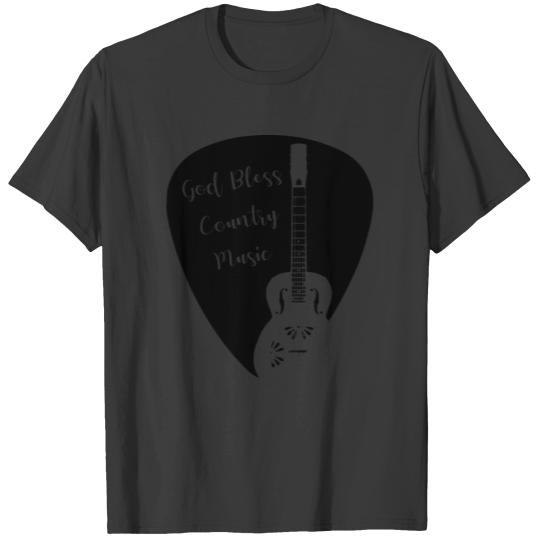 God Bless Country Music Guitar Pick Design T-shirt