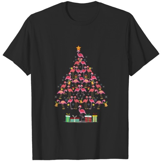 Discover Flamingo Christmas Tree Funny Pink Tree Xmas Gift T-shirt