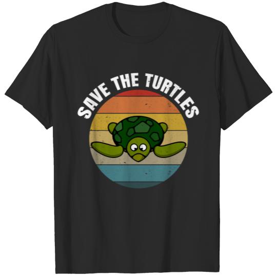 Discover Save The Turtles Vintage Distressed Design design T-shirt