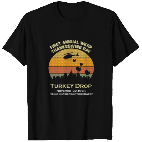 Funny Turkey Thanksgiving Day Wkrp-Turkey-Drop T-shirt