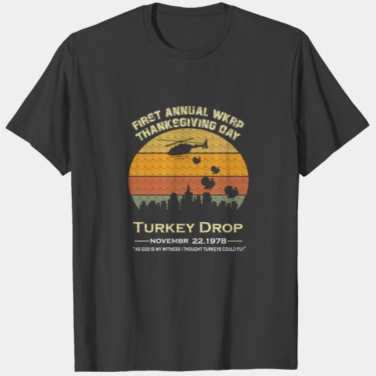 Funny Turkey Thanksgiving Day Wkrp-Turkey-Drop T-shirt