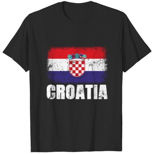 Discover Croatia grunge distressed Flag T-shirt