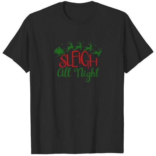 Discover Sleigh All Night Santa with Flying Reindeer T-shirt