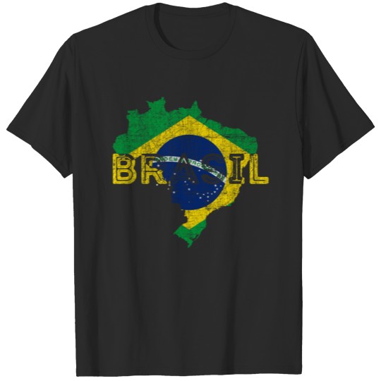 Discover Brazil Map and Flag - Cool Brasil Shape Design T-shirt