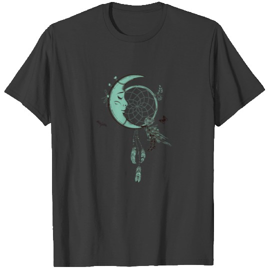 Dreamcatcher with moon and feathers T-shirt