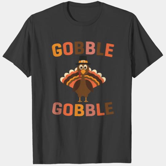 Gobble Gobble Cute Turkey Kids Thanksgiving T-shirt