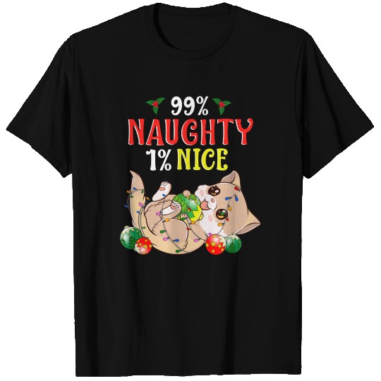 Naughty or Nice Christmas Cat Funny Humor T-shirt