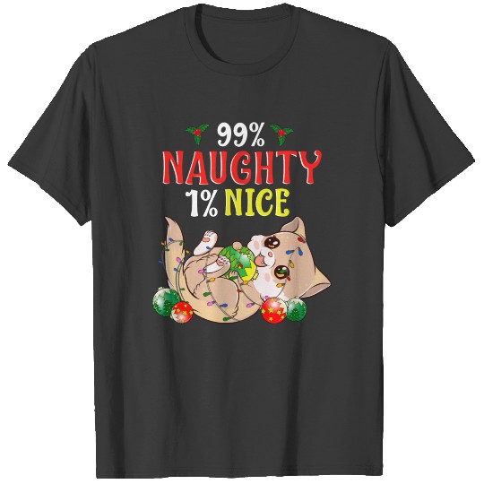 Naughty or Nice Christmas Cat Funny Humor T-shirt