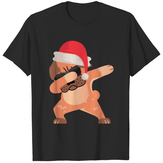Discover Dabbing Dog Christmas Xmas with Santa Claus Hat T-shirt