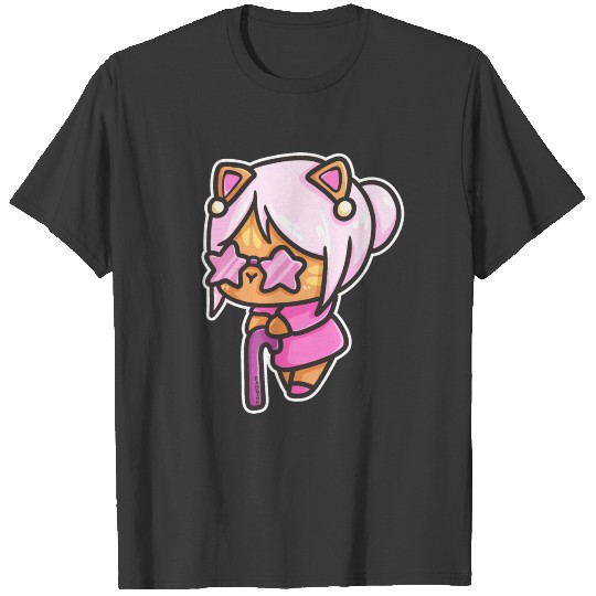 pensioner old cat woman walking stick grandma comi T-shirt
