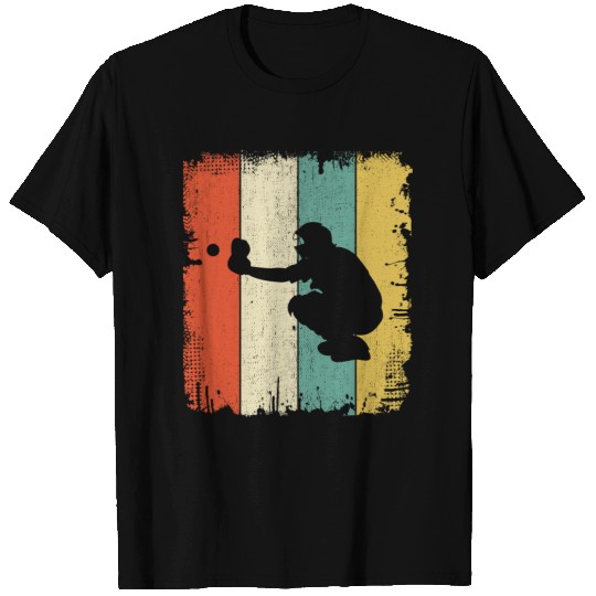 Cool Funny Retro Background Baseball Catcher Gifts T-shirt