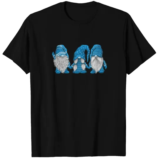 Three gnomes in blue costume Christmas T-shirt