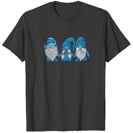 Three gnomes in blue costume Christmas T-shirt