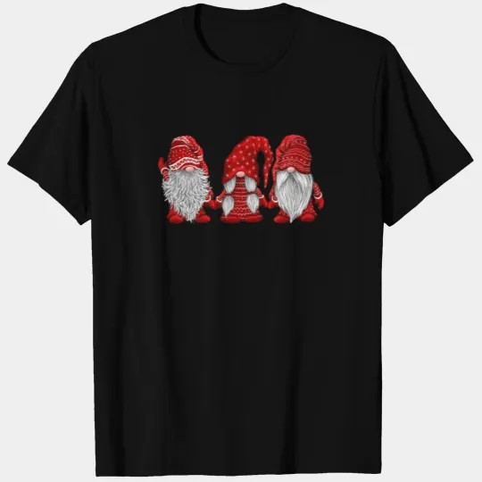 Three gnomes in red costume Christmas T-shirt