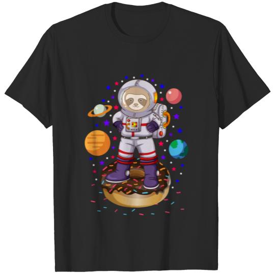 Space Sloth Astronaut Galaxy Planet Donut Candy T-shirt