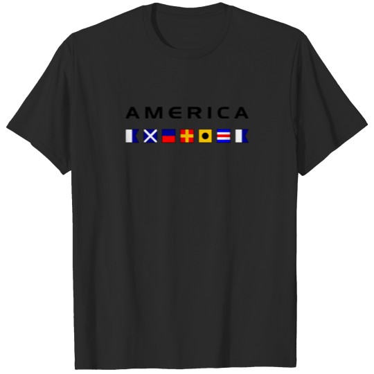 Discover America Nautical Maritime Sailing Flags Color T-shirt