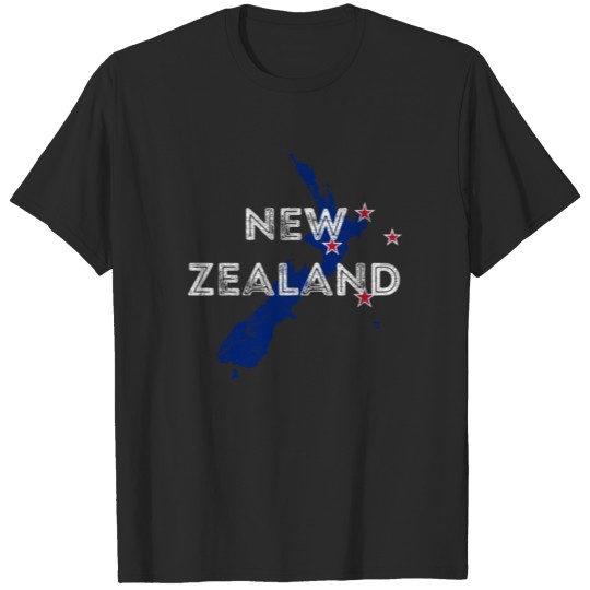 Discover New Zealand Map Shape and Flag T-shirt